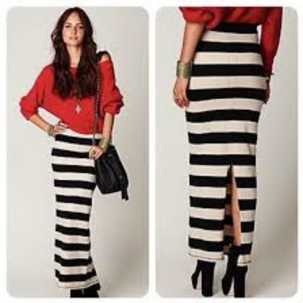 Free People Striped Column Maxi Skirt / Dress XS